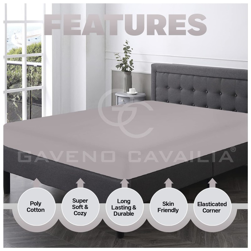 Premium Plain Dye Fitted Bed Sheet, Washable Bedding & Linen,