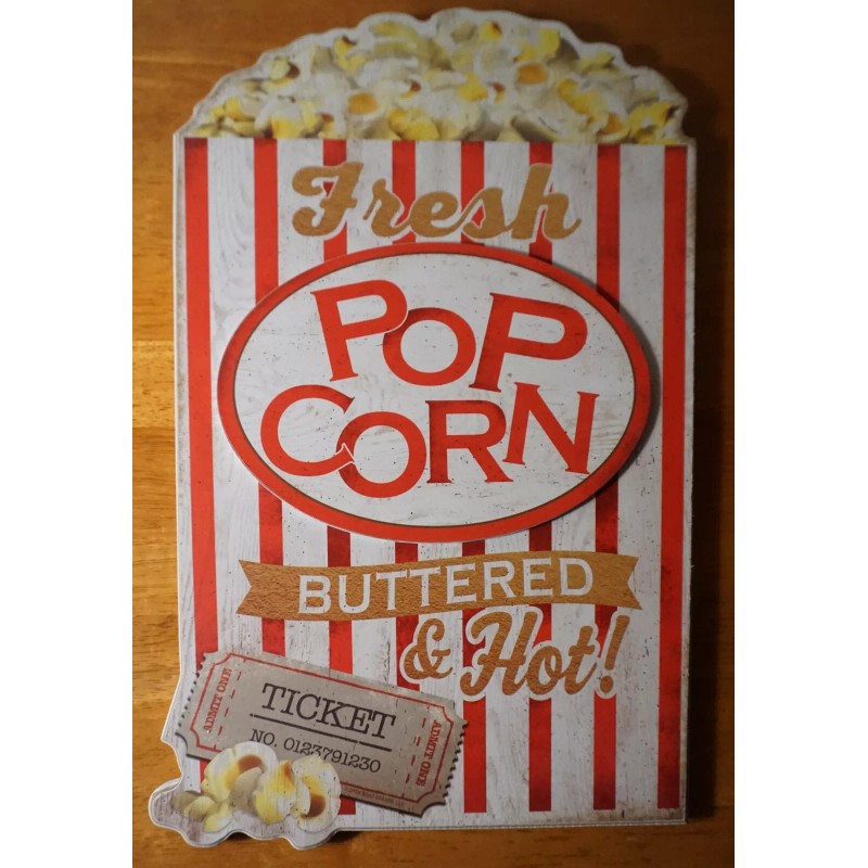 Unbranded Large Popcorn Sign Fresh Buttered Hot Movie Theater Concession