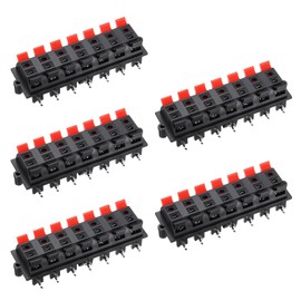 uxcell 14 Way Spring Terminal Clip Push Release Connector Plate Jack Socket Speaker Terminal Strip Block Speaker Jointing Clamp Test Clip WP14-03B 5Pcs