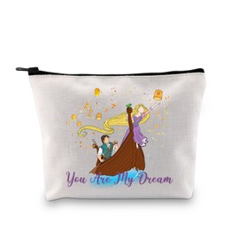 PLITI Princess Rapunzel Cosmetic Bag Tangled Lover Gifts You are My Dream Rapunzel Fans Makeup Bag Tangled Gold Sun Gift (You my dream bagU)