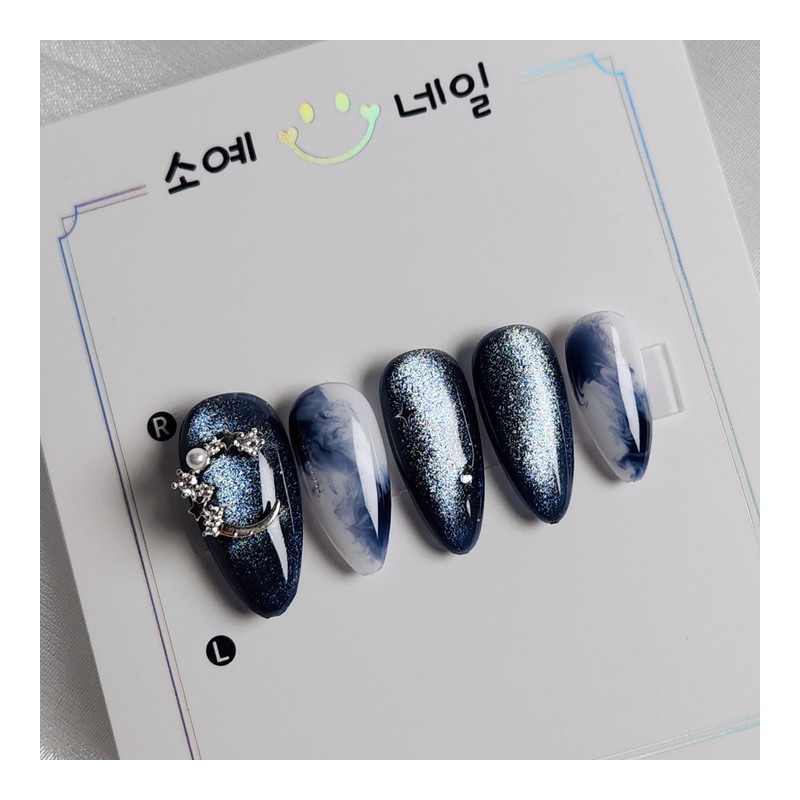 Night Sky Nail Tips - Coffin / 밤하늘 네일팁 -