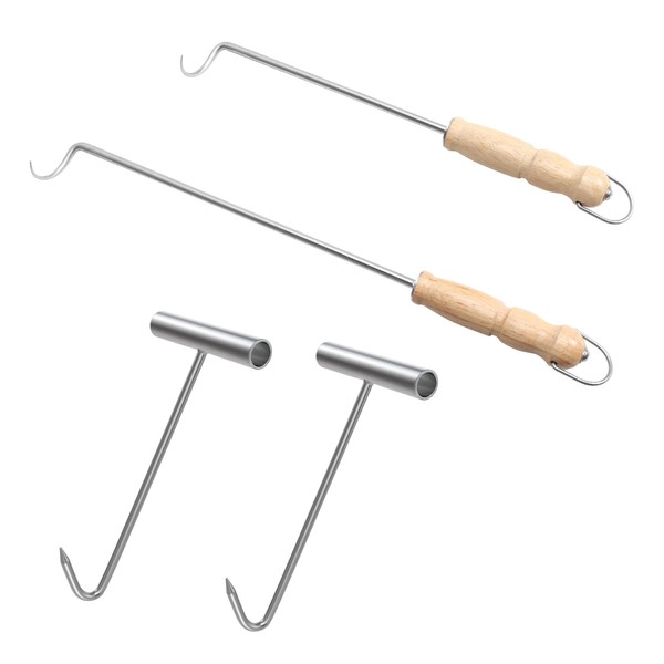 Outspark Stainless Steel T Meat Hooks and Food Flipper Turner