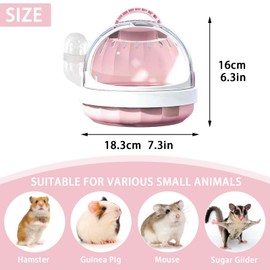 DXQCHDUO Portable Hamster Cage with Water Bottle,Guinea Pig Carrier Bag, Small Pets Carrying Cage,Hamster Travel Carrier Carry Case,Handle Handheld Plastic Outing Cage (Pink)
