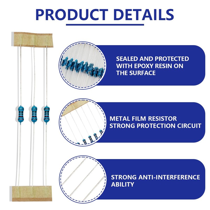 Innfeeltech 1/4 W 1% Tolerance 220 Ohm Metal Film Resistor