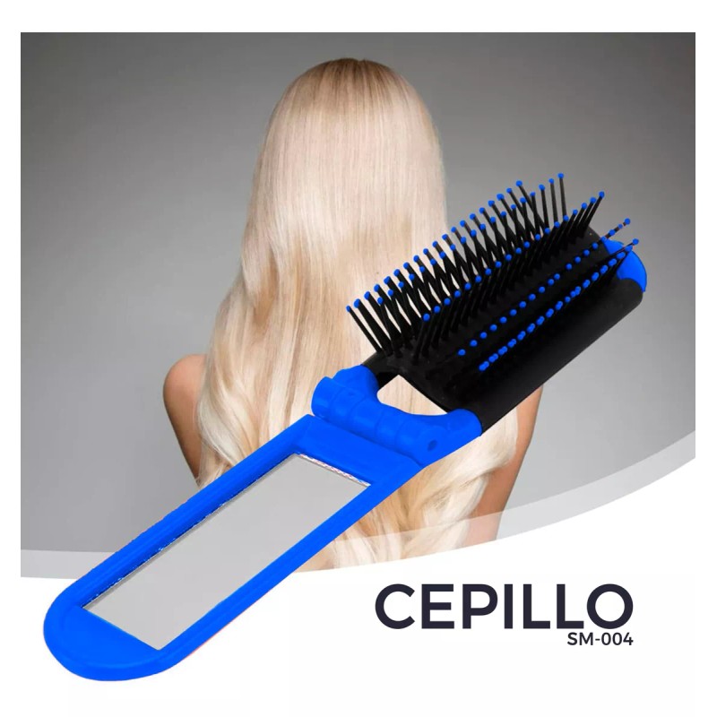 Maíz Mini Cepillo Cabello + Espejo Plegable Portatil Bolsillo
