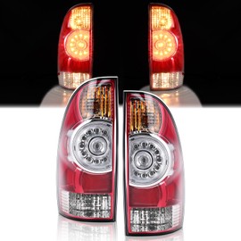 BeamTrack LED Tail Lights Assembly Compatible with 2005-2015 Toyota Tacoma Pickup Taillight Rear Brake Light, Left Driver and Right Passenger Side w/Bulbs and Harness, Replaces 81550-04160 81560-04160