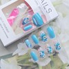 24Pcs Flower Press on Nails Medium Long Square Fake Nails