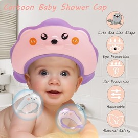 Gorro Ducha Bebé Protector Niños Visera Proteger Ojos Oídos Años Linda Forma León Marino