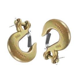 AurDo 2PACK 3/8" Clevis Slip Hooks with Safety Latch,G70 Forged Steel Heavy Duty Tow Chain Hooks Clevis Grab Hook,Working for Trailer Truck Transport Towing and Chain.