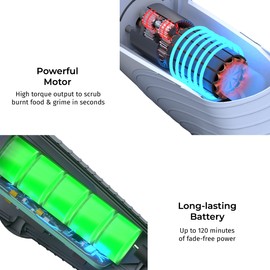 SKADU Electric Spin Scrubber for Bathroom, Kitchen - Opposite Rotating Triple Action | Cordless Shower Scrubber for Cleaning | Up to 120 Minutes Battery | Waterproof Tub Scrubber | 2 Years Warranty
