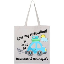 inktastic Book My Reservation I'm Going To Grandma and Grandpa's Tote Bag 0020 White 3b2ba