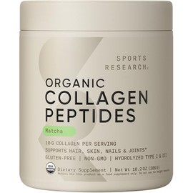 Sports Research Cosequin Péptidos de colágeno en polvo con té verde matcha orgánico  verificado sin OMG, certificado dieta Keto y libre de gluten (24 