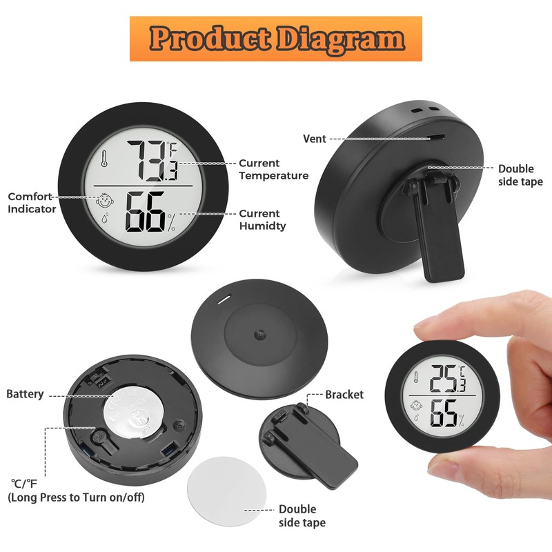 Thlevel Reptile Tank Accessories, 2 Pack Bearded Dragon Tank Thermometer