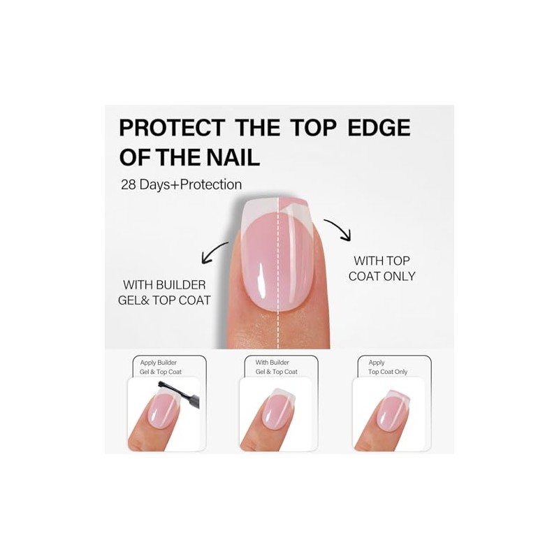 Vansiho Uñas Postizas Francesas de Gel Rosa, Uñas Postizas Cortas