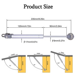 Gas Lift Strut, JESSTOLO 4 Pack Kitchen Cupboard Wardrobe Cabinet Door Pneumatic Support Gas Spring Strut Damper Hinge with 120N for Flap Fittings Soft Closing Stay