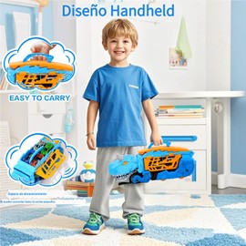 Neurora Dinosaurios Juguetes para niños-Camión de Juguete de Dinosaurios con 12 Coches,Plegable y transformable,Dos Pistas para Juego multijugador, Regalo Divertido para Navidad Niños 3-8 Años
