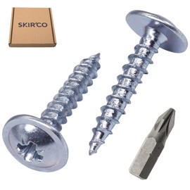 SKIR'CO (Pack of 400) Galvanised Steel 3.0 x 16mm Silver Wood Screws Metal Screws Wafer Head Pozi Self Tapping