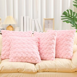 Mixweer 4 Set Valentines Day Pillow Covers Valentine Pillowcase Love Heart Throw Pillow Cover Decorative Cushion Pillowcase for Sofa Couch Home Wedding Valentines Day Decoration(Pink,20 x 20 Inch)