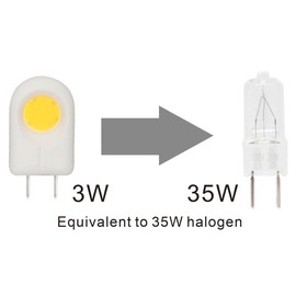CBconcept® 2-Pack, 3 Watt, 250 Lumen, Shorter<35mm G8 LED Bulb, Warm White 3000K, 35W Equivalent, Side-Pin 180° Beam Angle, 120Volt, Ceramic G8 Bi-pin JCD LED Halogen Replacement Bulb, Not Dimmable