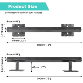Eumtenr Rustic Barn Door Handles for Sliding Door, 12" Rhombus Heavy Duty Large Design Pull Handle, for DIY Sliding Barn Door, Gate, Shed, Garage | Solid Metal Material, Matte Black