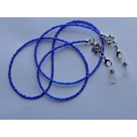 Handmade IRIDESCENT SEED BEADS FLOWERS EYEGLASSES HOLDER CHAIN NECKLACE LOBSTER CLASPS