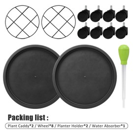 YUFDA 2Pack 12.4'' Plant Caddy with Wheels, Plant Stand Dolly for Heavy Planter,Wheeled Planter Saucer Tray,Rolling Plant Stand,Heavy-Duty Plant Caddy with Casters for Indoor and Outdoor(Black)