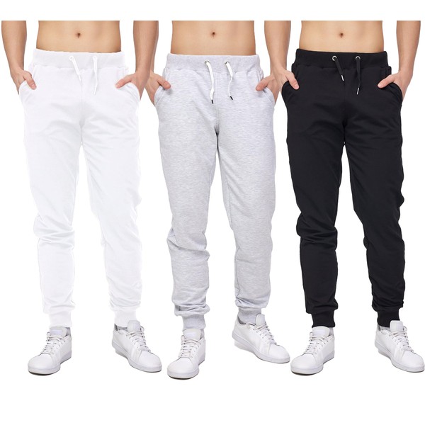 Mlgaril 3 Pack Men’s Active Athletic Sweatpants Drawstring Fleece Lined