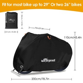 Eyein Bike Cover for 2 Bikes Storage, 210T Extra Heavy Duty Bicycle Cover, Waterproof Anti Dust Rain and UV Protection with Lock Holes and Storage Bag for Mountain Bike / Road Bike / Hybrid