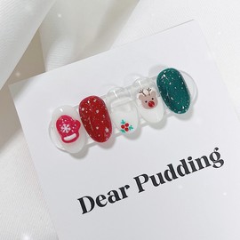 [Handmade Nail Tips] Rudolph Glove Nails - Short Oval / [수제네일팁] 루돌프장갑 네일 - 숏오벌