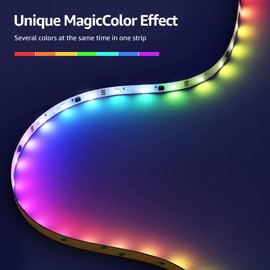 Lepro Lepro MagicColor LED Strip 15M(2x7.5M), 450 LEDs Streifen Lichterkette DreamColor, Lichterkette MagicColor, Musik Band mit Fernbedienung, Lichtband Wasserdicht IP65, MagicColor Dimmbar Lichtleiste