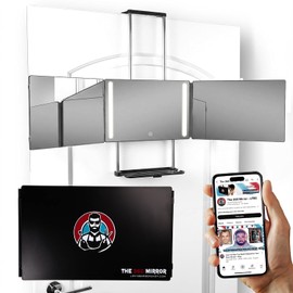 Espejo de 3 caras LED + soporte bandeja – Corte pelo y barba