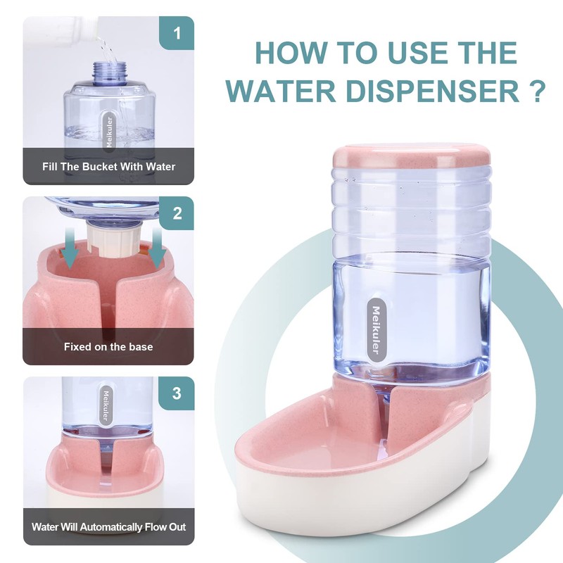 Meikuler Automatic Dog Cat Feeder and Water Dispenser Set,Waterer and