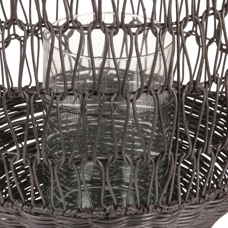 Bloomingville Black Rattan Glass Insert Lantern