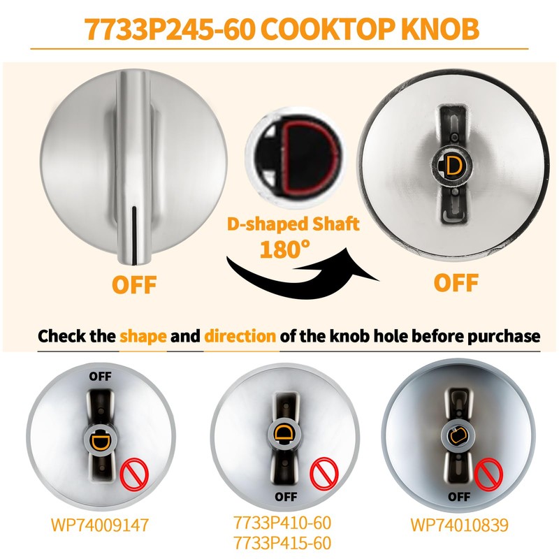 Upgraded WP7737P245-60 74007918 Stove Knobs Replacement Parts for Jennair Maytag