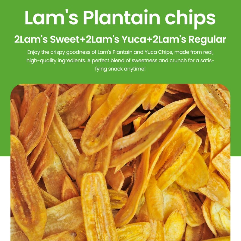 Lam's Plantain chips, banana chips, Sweet || Maduro || Yuca