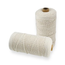 FYSL White Macrame Yarn 2 mm x 200 m Natural Cotton Cord Cotton Yarn Cord Thick Macrame Cord for Wall Hanging, Hanging Basket, Curtain and DIY Decorative Crafts, 2 Sizes