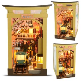 DIY Book Nook Kit — Miniature Dollhouse Kit, Bookshelf Insert Decor with LED Light — Booknook Bookend Miniature Kit for Teen & Adult, Build-Creativity Gift for Christmas, Birthday & Valentine’s Day