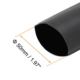 sourcing map Heat Shrink Tubing, 2"(50mm) Dia 82mm Flat Width 3:1 rate Shrinkable Tube Cable Sleeve 1m - Black
