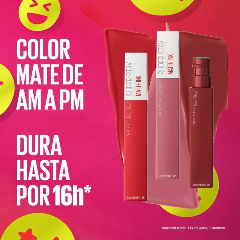 Maybelline Labial líquido Superstay Matte Ink 5ml, dura hasta 16H,