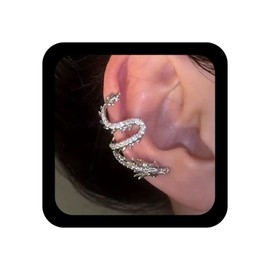 Aneneiceera Vintage Crystal Dragon Ear Cuff Earrings Silver Rhinestone Dragon Cuff Earring Cz Dragon Cartilage Clip Earring Minimalist No Piercing Earrings Jewelry for Women