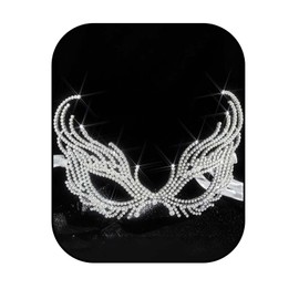 Maeaccx Rhinestone Masquerade Mask for Women,Silver Crystal Venetian Masks,Elegant Mardi Gras Party