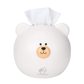 Kuuleyn Household Tissue Paper Box, Plastic Face Paper Organiser, Cartoon Bear Multifunctional Tissue Storage Box, Paper Towel Dispenser Case (White)