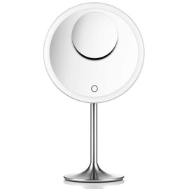 Miusco 9" Lighted Makeup Mirror Pro, 5X + 10X Magnification, Ultra Bright HD Lighting System, Rechargeable & Cordless, Adjustable Brightness, Touch Activated, Brush Stainless Steel