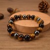 Qiwenr Obsidian Hematite Bracelet,Triple Protection Bracelet,Tiger Eye Bracelet,Elastic Crystal Bracelet,Natural