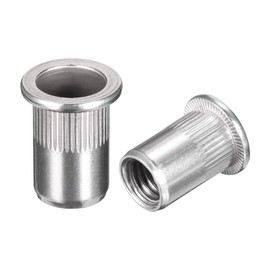 TA-VIGOR 10Pcs M10 Rivet Nuts, 304 Stainless Steel Knurled Flat Head Threaded Insert Nut Silver for Automotive Furniture
