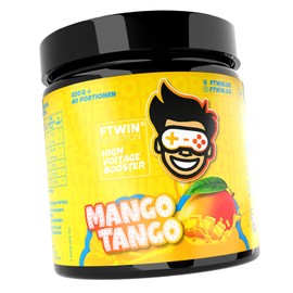 FTWIN HIGH VOLTAGE BOOSTER | For Gamers and E-PORTLERS | Reflex - Focus - Energy - Endurance | 320 g = 40 Servings (320 g, Mango Tango)