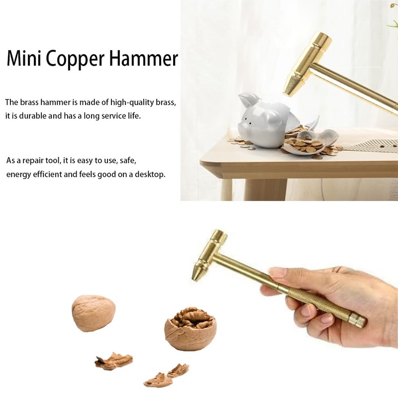 6-in-1 Mini Brass Hammer Dual Head Small Hammer Multifunction Copper