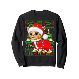 Bobcat Lynx Christmas Lights Santa Costume Ugly Xmas Sweater Sweatshirt