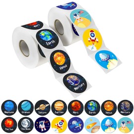 600 PCS Solar System Stickers in Rolls with Perforation Line. Perfect for Toddlers and Kids. 1.5” (Expanded Edition with Astronauts, Comet, the Moon and Satellites)