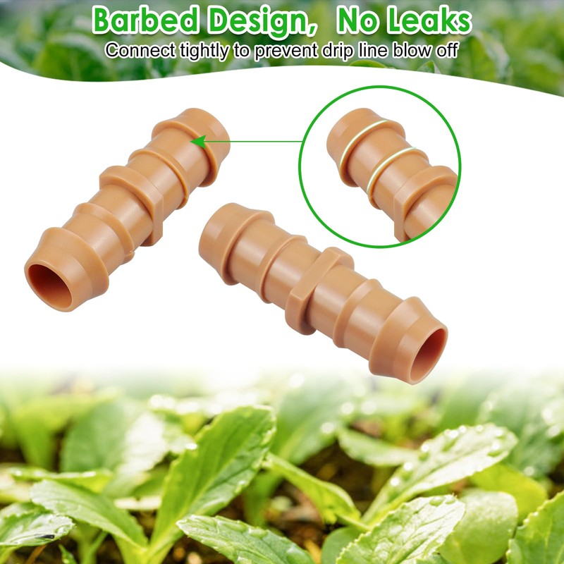 Kepmix Drip Irrigation Barbed Coupling Fittings: 20 Pieces 1/2 Inch